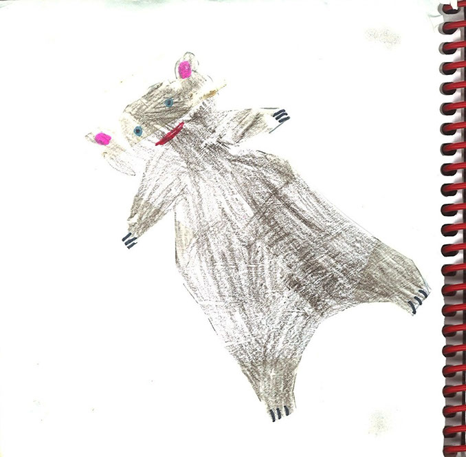 Dessin d'enfant dans le livre d'or, un ours