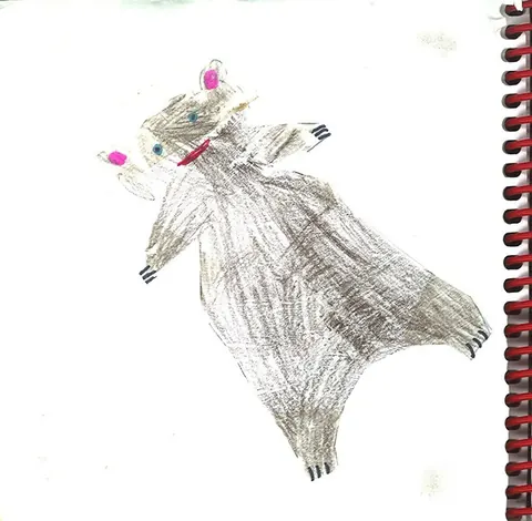 Dessin d'enfant dans le livre d'or, un ours